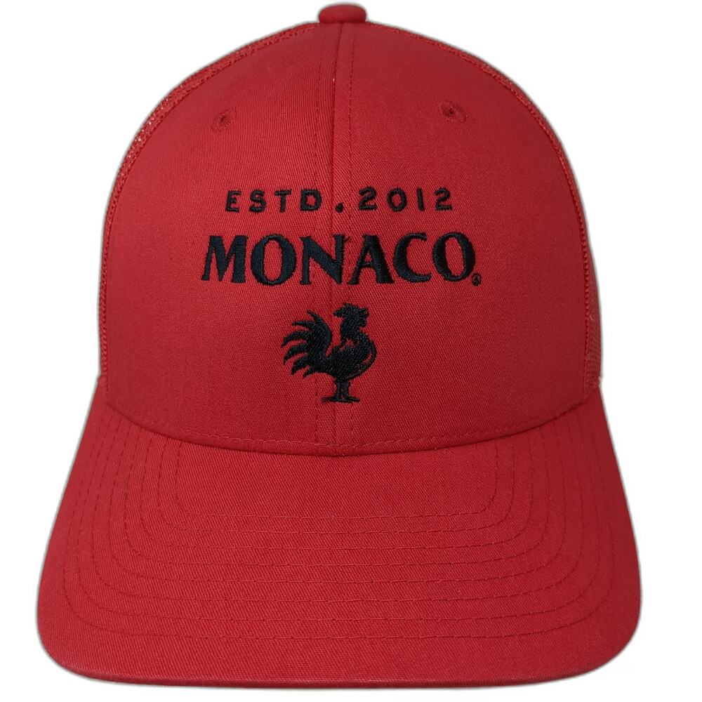 Yupoong Trucker Hat Red One Size Mesh Back Snapback Monaco Rooster Graphic